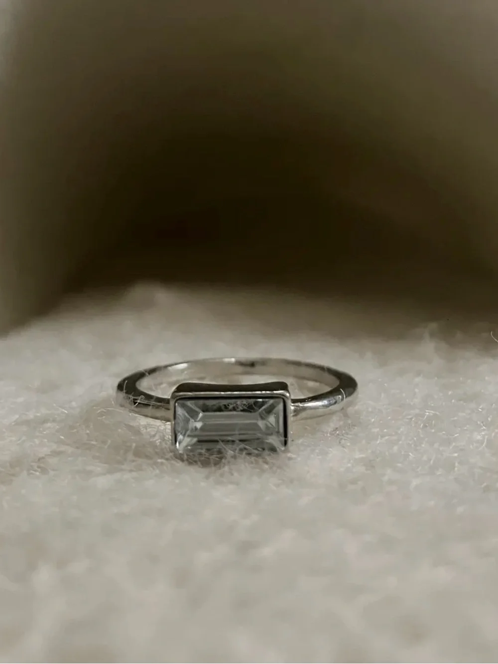 Antique Vintage ‘Clear View' Silver White Ring, Size 7